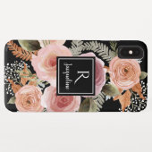 黒ガーリー水色フローラBOHO緑地名 Case-Mate iPhoneケース (裏面(横))