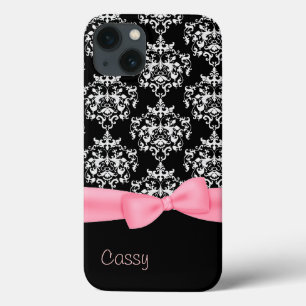 黒ガーリー白ダマスク iPhone 13ケース
