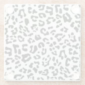 黒ガーリー白ヒョウ斑点 ガラスコースター (裏面)