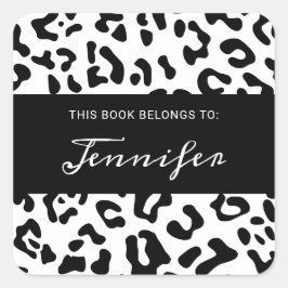 黒ガーリー白ヒョウ斑点 スクエアシール