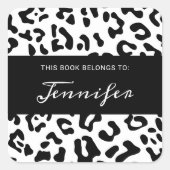 黒ガーリー白ヒョウ斑点 スクエアシール (正面)