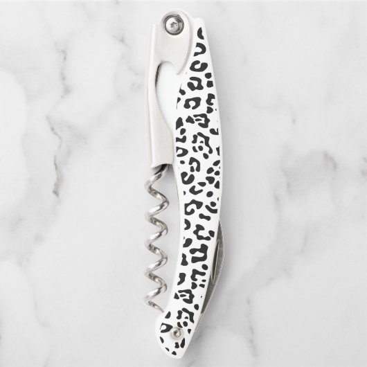 黒ガーリー白ヒョウ斑点 ソムリエナイフ (正面)