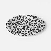 黒ガーリー白ヒョウ斑点 ペーパープレート (アングル)