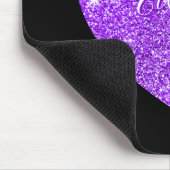 黒ガーリー紫スパークリーフェイクグリッターハート マウスパッド (コーナー)