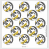 黒ガーリー金ゴールドバレーボール選手の名カスタム前 シール (シート)