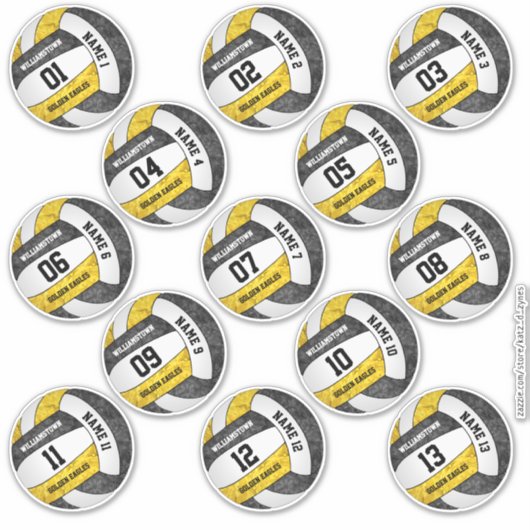 黒ガーリー金ゴールドバレーボール選手の名カスタム前 シール (正面)