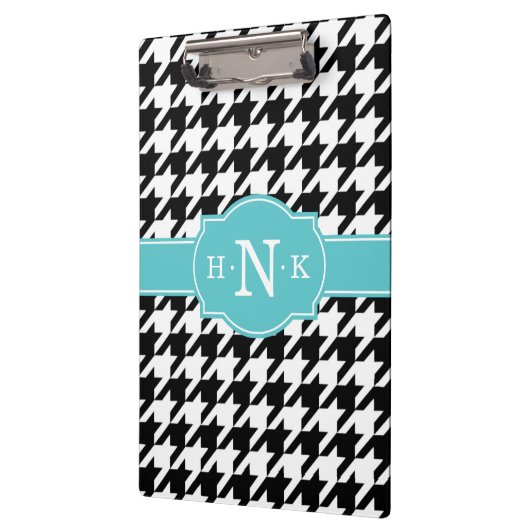 黒ガーリー青千鳥格子のモノグラム クリップボード (左)