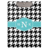 黒ガーリー青千鳥格子のモノグラム クリップボード (正面)