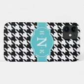 黒ガーリー青千鳥格子のモノグラム Case-Mate iPhoneケース (裏面(横))