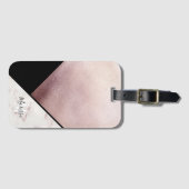 黒ガーリー&バラ金ゴールド大理石抽象芸術モノグラム ラゲッジタグ (正面横)