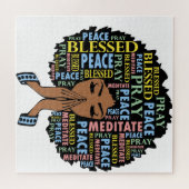 黒キリスト教祈の女性のメ祈ラニン ジグソーパズル (横)