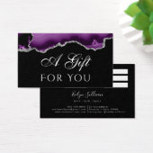 黒ギフトカードに紫と銀の瑪瑙 (デスク)