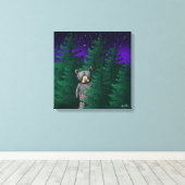 黒クマの引き伸ばしキャンバス印刷 キャンバスプリント (インサイチュ (ウッドフロア))