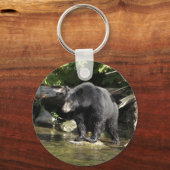 黒クマの贈り物「サーモン・スポッティング」 キーホルダー (正面)