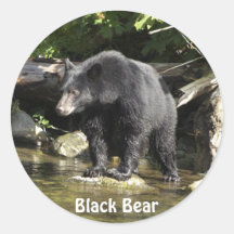 黒クマ野生動物のステッカー「サーモン・スポッティング」