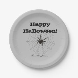 黒クモグレー紙ハロウィンパーティー皿 ペーパープレート