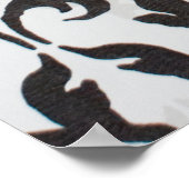 黒クラシカルダマスク壁紙パターン ポスター (角)