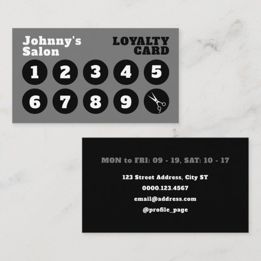 黒クラシックと灰色のロイヤリティ 名刺 (正面/裏面)