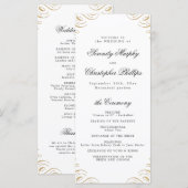 黒クラシックと金ゴールドの書道結婚式 プログラム (正面/裏面)