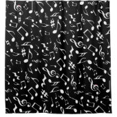 黒クラシックのシンプルと音楽のホワイトノート シャワーカーテン (正面)