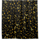 黒クラシックのシンプル金ゴールド音符 シャワーカーテン (正面)