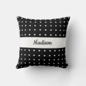 黒クラシックの水玉模様パターン（名前） クッション (裏面)