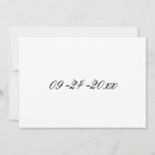 黒クラシックエレガント白ミニマル結婚リスト 招待状 (裏面)