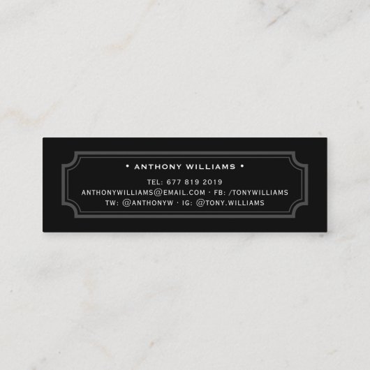 黒クラシックエレガント縁ど卒業式名刺 コーリングカード (裏面)