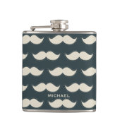 黒クラシック上の口ひげパタパーソナライズされたーン フラスク (正面)