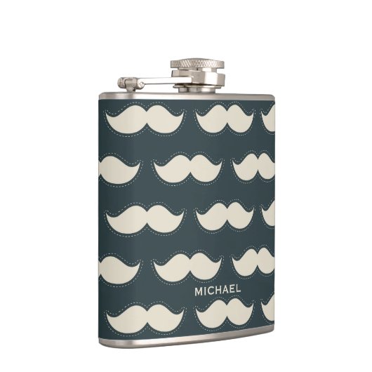 黒クラシック上の口ひげパタパーソナライズされたーン フラスク (右)