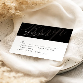 黒クラシック書エレガント式結婚式RSVP 出欠カード