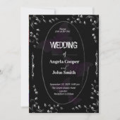 黒クラシック白結婚式招待状カード 招待状 (正面)