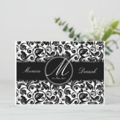 黒クラシック白結婚式招待状カードA001 招待状 (スタンド正面)