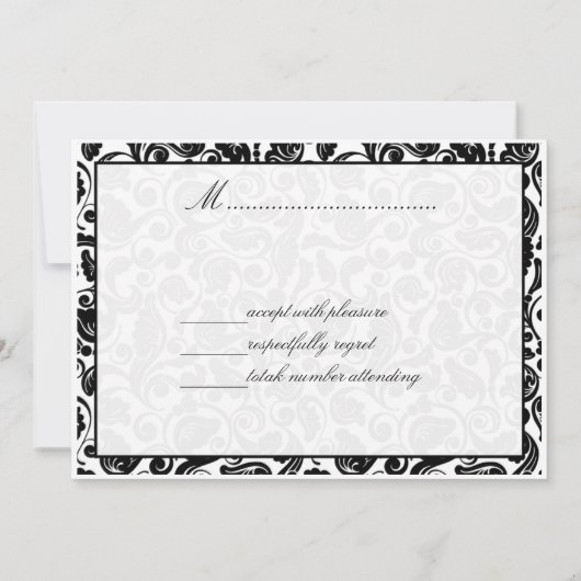 黒クラシック白結婚式招待状カードA001 招待状 (裏面)