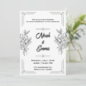 黒クラシック白結婚式招待状 招待状 (スタンド正面)