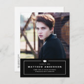 黒クラシック色卒業キャップ写真卒業 案内ポストカード (正面/裏面)