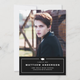 黒クラシック色卒業キャップ写真卒業 案内状