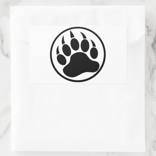 黒クラシック輪の内側の黒いクマの爪 長方形シール (バッグ)