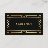 黒クラシック金ゴールドフレ結婚ームの名前 プレイスカード (裏面)