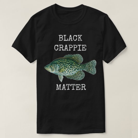 黒クラッピー物クラッピー魚釣りTシャツ  Tシャツ (デザイン正面)