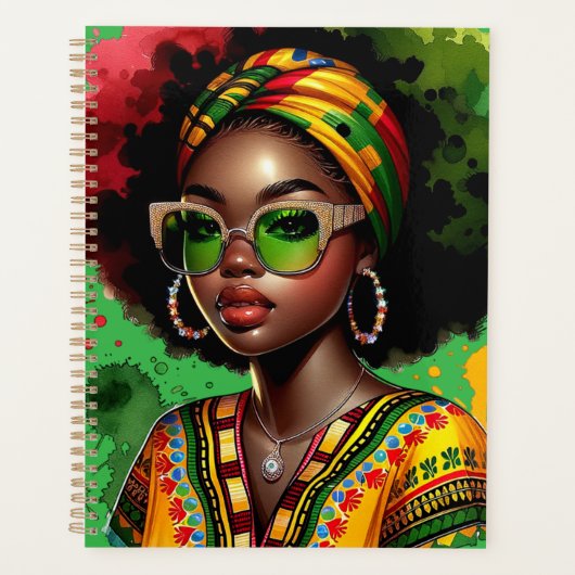 黒クリスチャン女性アフリカ系アメリカ人メラニン症 プランナー手帳 (正面)