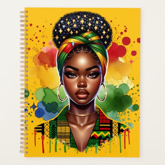 黒クリスチャン女性アフリカ系アメリカ人メラニン症 プランナー手帳 (正面)