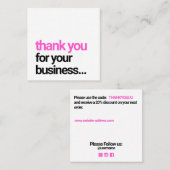 黒クールい感謝お客様への感謝の挿入 スクエア名刺 (正面/裏面)