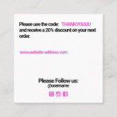 黒クールい感謝お客様への感謝の挿入 スクエア名刺 (裏面)