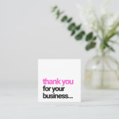 黒クールい感謝お客様への感謝の挿入 スクエア名刺 (スタンド正面)