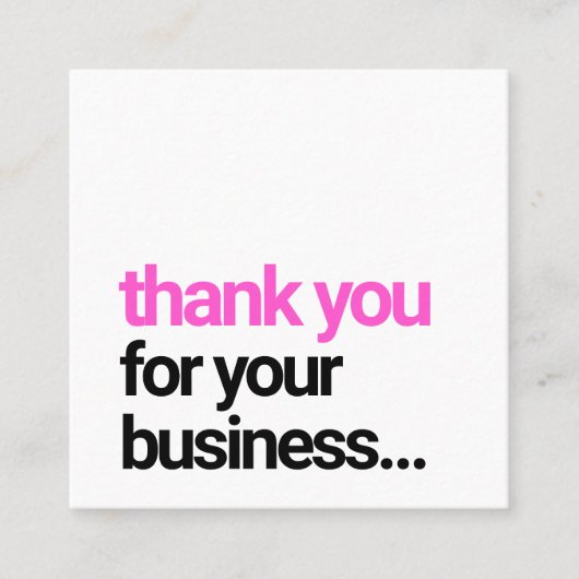 黒クールい感謝お客様への感謝の挿入 スクエア名刺 (正面)