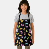 黒クールおもしろいマカロニカラフル模様 エプロン (インサイチュ)