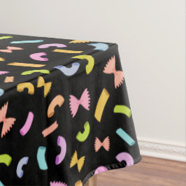 黒クールおもしろいマカロニカラフル模様 テーブルクロス