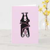 黒クールこうもり – ハロウィーン – 野生生物 – ピンク カード (黄色い花)