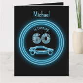 黒クールとネオンルックブルーレーサー男性へ カード (正面)